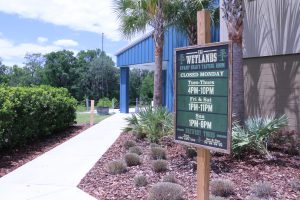 The entrance to Swamp Head Brewery's Tasting Room: The Wetlands