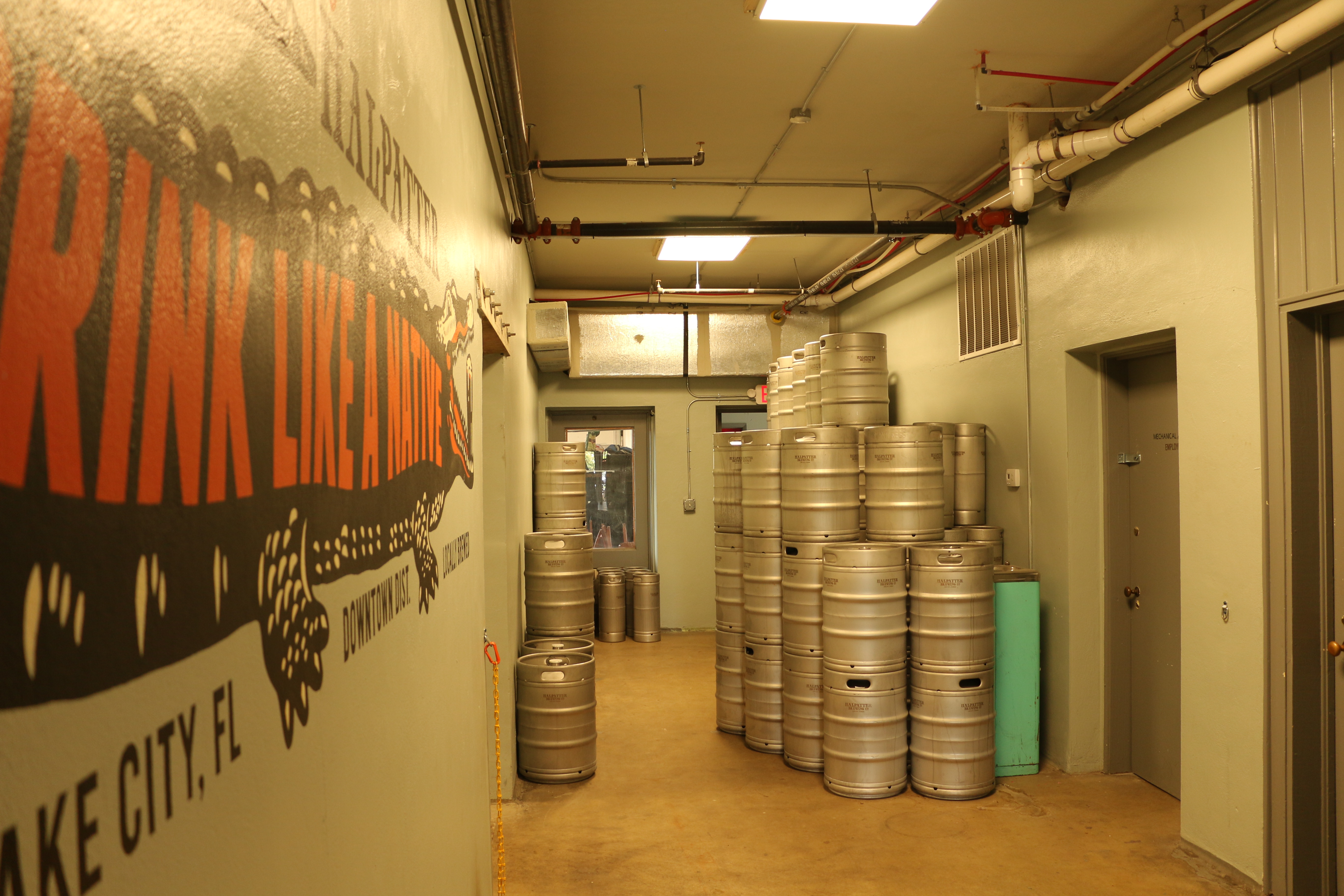 The keg hallway at Halpatter Brewing Company