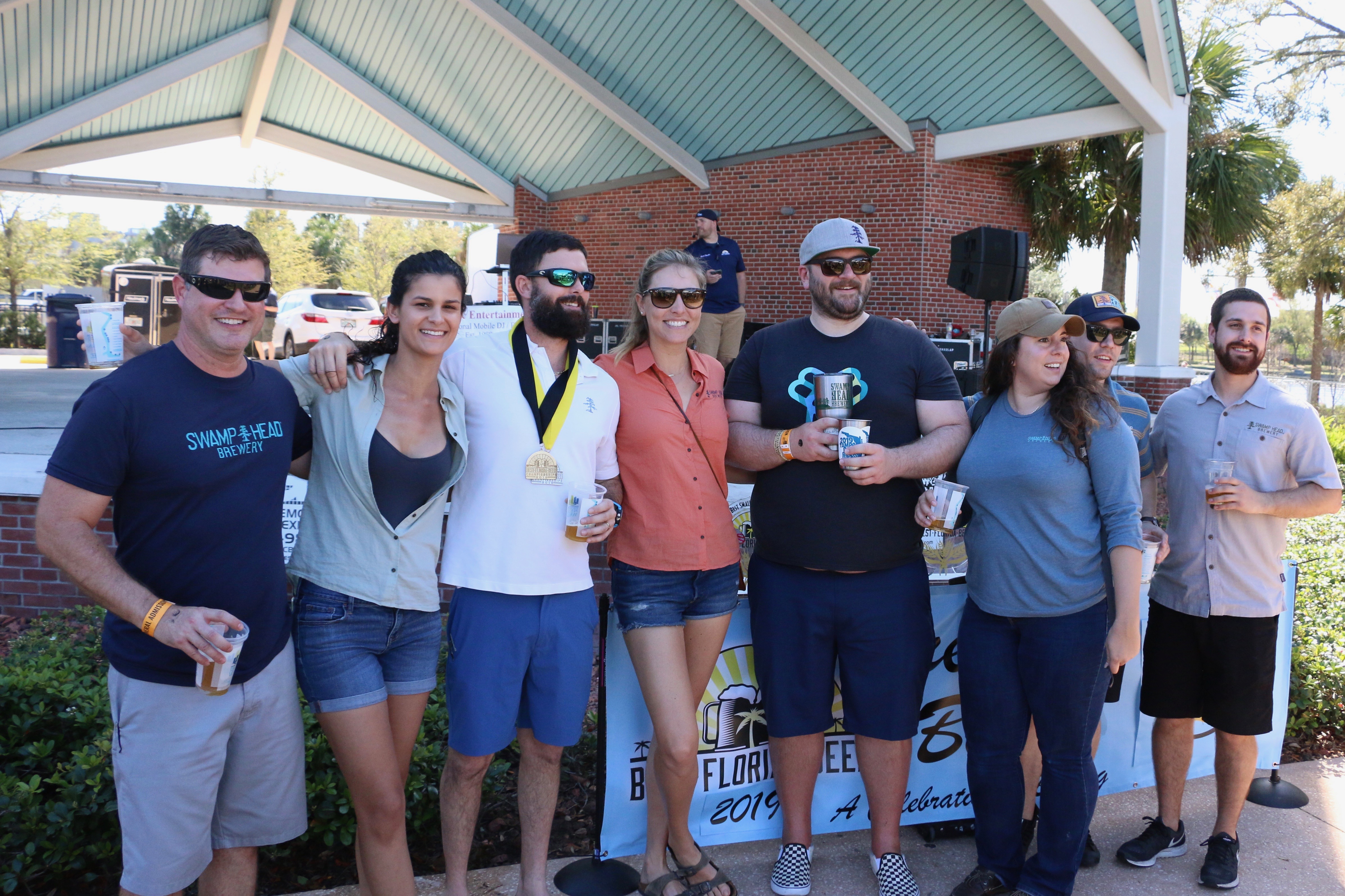 Group from Swamp Head Brewery poses after winning a medal at Best Florida Beer's Brewers Ball 2019
